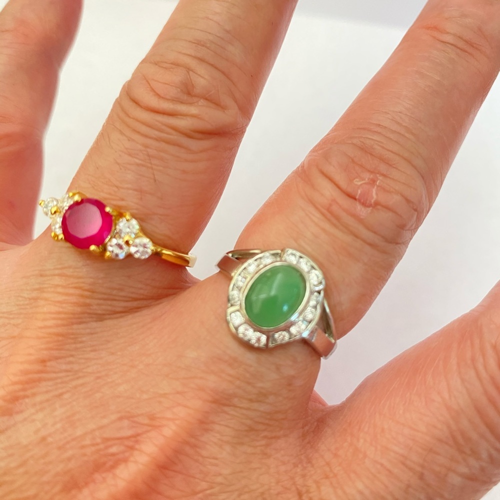 Jade rings silver rings jade green Jade rings